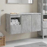 Cumpara ieftin Set dulap baie 2 buc. Gri Beton 92,5 x 44,5 x 50 cm
