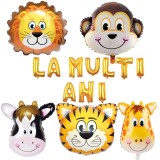 Set 15 baloane, animalute 63.5cm, la multi ani 35cm, Ropet, petrecere aniversara pentru copii, tema jungle party, zoo, safari