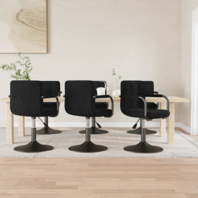 vidaXL Scaune de sufragerie pivotante 6 buc, negru, catifea 3087927 foto