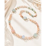 Cumpara ieftin Colier Alma din coral roz și acvamarin multicolor
