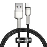 Cablu Baseus Cafule Series Metal, USB la USB-C, 66 W, 1m, Negru