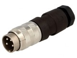 Conector M16 mufă tată 4 pini drept 5A 300V pe cablu