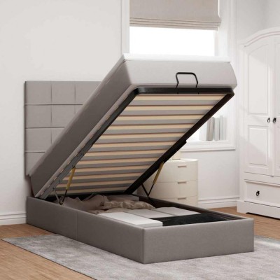 vidaXL Cadru de pat otoman cu saltea Taupe 90x190cm Material 3313972 foto