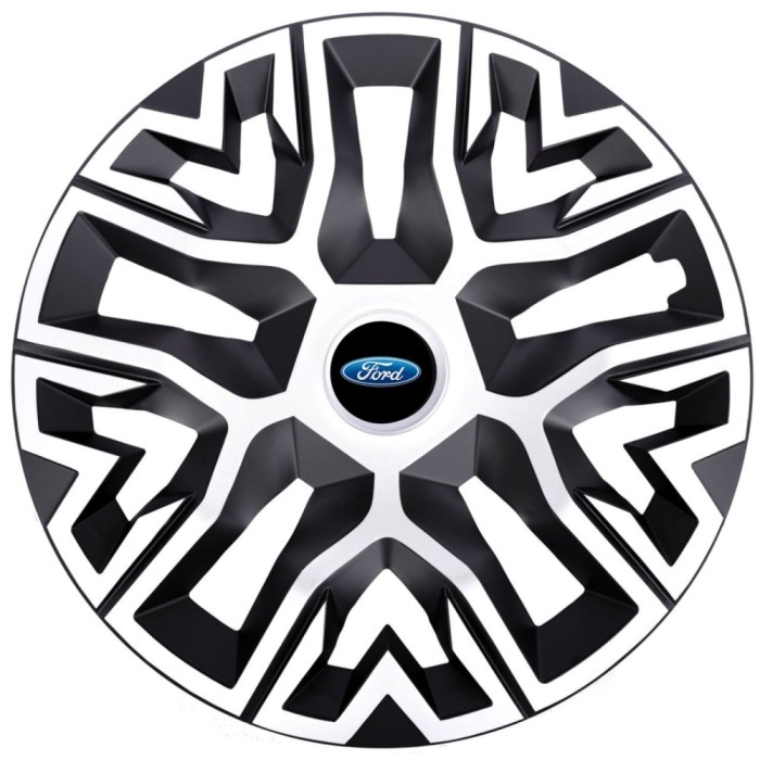 Set 4 Capace Roti 16 &quot; Best Alb-Negru, Compatibile Cu Ford