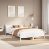 VidaXL Cadru de pat fără saltea, alb, 135x190 cm, lemn masiv de pin