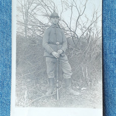 163 - Fotografie veche soldat cu arma WW1