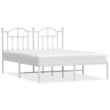 Cumpara ieftin Cadru de pat metalic cu tablie, alb, 140x200 cm