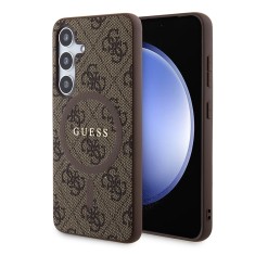 Husa Guess Samsung Galaxy S24 Plus 4G Collection Leather MagSafe, maro, GUHMS24MG4GFRW foto