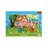 Puzzle 15 piese, 3 Purcelusi si casute, pentru copii, ATU-082823, Carton, Oem