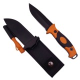 Cutit de vanatoare DEPOX&reg;, Survival King, 21.5 cm, otel inoxidabil, portocaliu, husa inclusa