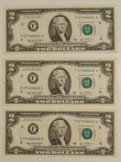 Lot 3 bancnote-Statele Unite ale Americii -2 Dollars 2003-A-Atlanta, Georgia(F) foto