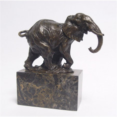 Elefant mergand-statueta din bronz pe un soclu din marmura SL-65