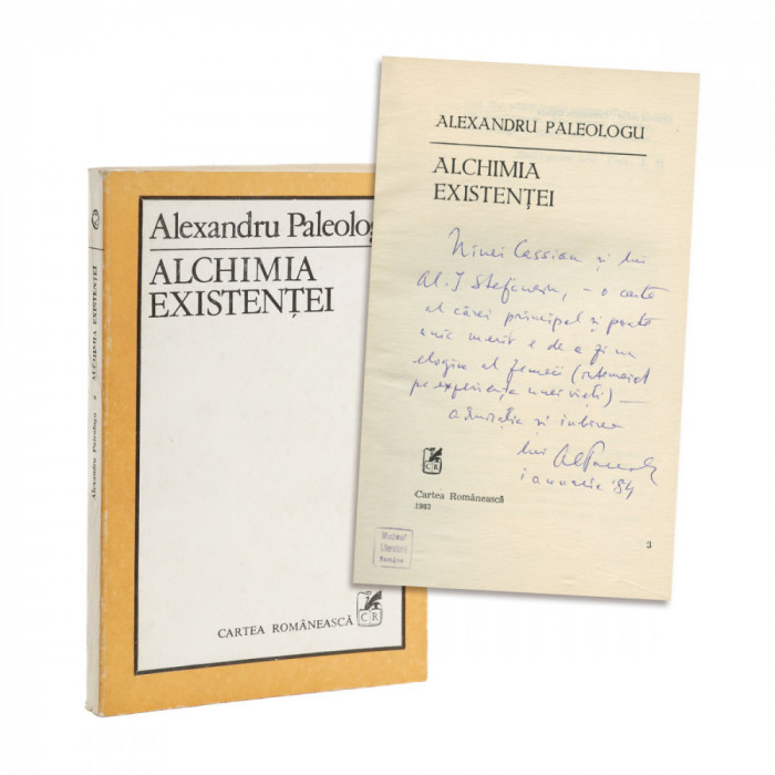 Alexandru Paleologu, Alchimia existenței, 1983, cu dedicație pentru Nina Cassian