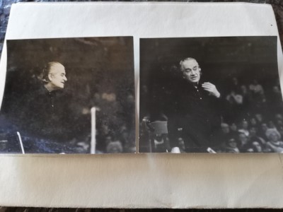 Fotografii Sergiu Celibidache in concert (repetitie) la Ateneu,9x10 cm,originale foto
