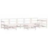 Set mobilier relaxare gradina, 8 piese, alb, lemn masiv de pin