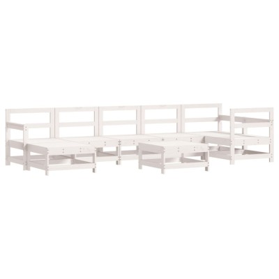 Set mobilier relaxare gradina, 8 piese, alb, lemn masiv de pin foto