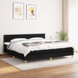 Cumpara ieftin Pat box spring cu saltea, negru, 200x200 cm, textil