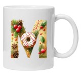 Cana alba personalizata &quot;initiala nume litera M&quot;, INOVATIX&reg;️. 330ml, Oem