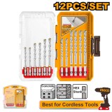 Burghie pentru Beton Set 12 buc AKDL12206 &ndash; Set burghie zidarie 3-10 mm pentru beton, caramida si BCA