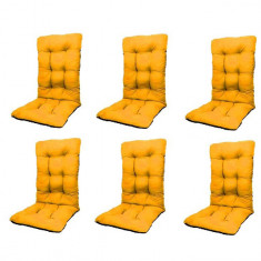Set Perne pentru scaun de casa si gradina cu spatar, 48x48x75cm, culoare galben, 6 buc/set