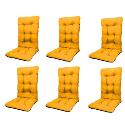 Set Perne pentru scaun de casa si gradina cu spatar, 48x48x75cm, culoare galben, 6 buc/set foto