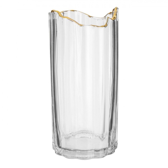 Vază Sticlă, Model Auriu, Diametru 12x26 cm, Transparentă