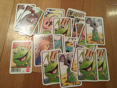 Joc carti cvartet cu imagini dragute cu animale, 33 cartonase, 8 cvartete foto