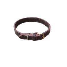 Zgarda maro piele naturala dubla, pentru caini,, 60 x 2.5 cm