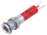 Lampă LED super plată roşie 24VDC &Oslash;8mm IP40 metal