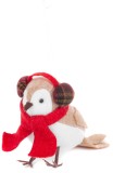Pasare decorativa de Craciun MagicHome cu fular rosu, 12 cm