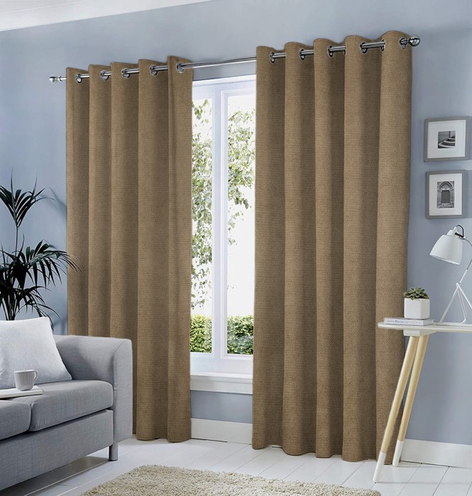 Set draperii tip tesatura in cu inele auriu antic, Madison, 150x235 cm, densitate 700 g/ml, Viggo, 2 buc