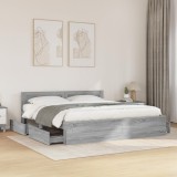 Cumpara ieftin Cadru de pat cu tăblie gri sonoma 180x200 cm lemn prelucrat