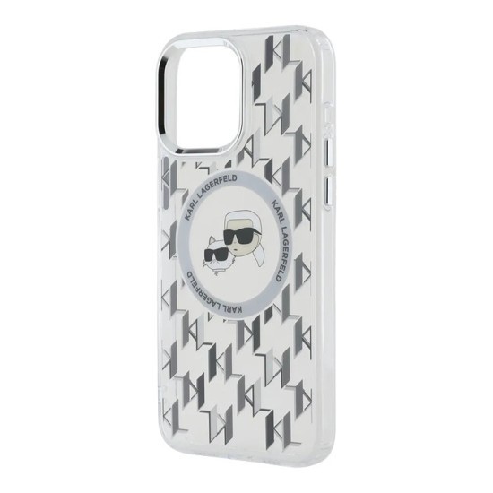 Husa pentru iPhone 15 - Karl Lagerfeld IML MagSafe (KLHMP15SHMCKMHT) - Clear Monogram Karl&amp;Choupette Head