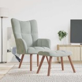 VidaXL Scaun de relaxare cu taburet, gri deschis, catifea