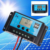 Regulator controler panouri solare cu afisaj LCD 2 porturi usb 30A 12V/24V