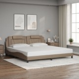 VidaXL Cadru de pat cu tăblie, cappuccino, 200x200 cm, piele ecologică