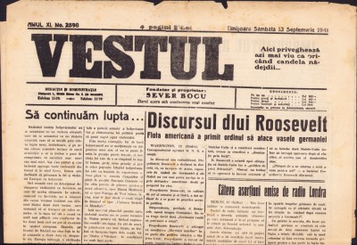 HST Z257 Ziar Vestul 2598/1941 Timișoara foto