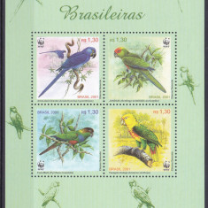 DB1 Fauna Pasari Papagali WWF 2001 Brazilia MS MNH