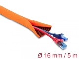 Plasa pentru organizarea cablurilor Wear Warning Indicator self-closing double-layered 5m x 10mm Orange, Delock 19027