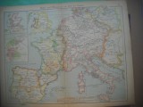 HOPCT DOCUMENT-HARTA VECHE NR 36 EUROPA VEST SI CENTRU D=320/250 MM LEIPZIG 1918, Documente
