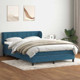 vidaXL Pat box spring cu saltea, albastru &icirc;nchis, 140x210 cm, catifea 3317527