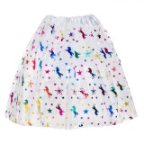Fustă Copii, Model Tutu, Unicorni și Stele Holografice, Multicolor, Talie Satin Albă, Oem