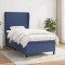 Pat box spring cu saltea, albastru, 90x190 cm, textil