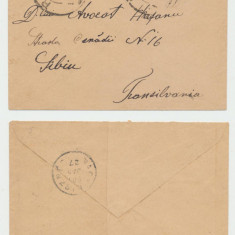 Plic 1901 Rm.Valcea - Sibiu cu 2 timbre Spic de grau, gresit dirijat la Cisnadie