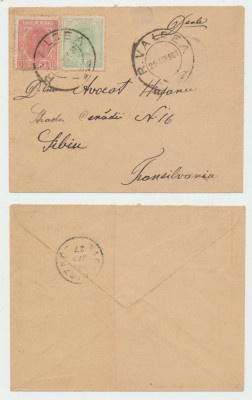 Plic 1901 Rm.Valcea - Sibiu cu 2 timbre Spic de grau, gresit dirijat la Cisnadie foto