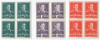 |Romania, LP 154/1944-1945, Mihai I , (filigran MM) (uzuale), blocuri de 4, MNH, Nestampilat