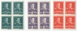 |Romania, LP 154/1944-1945, Mihai I , (filigran MM) (uzuale), blocuri de 4, MNH