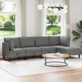 vidaXL Set de mobilier pentru living 5 pcs Gri &icirc;nchis Țesătură 3413806