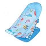 Scaun de baie bebe, cu spatar, pliabil in 3 pozitii, Bleu