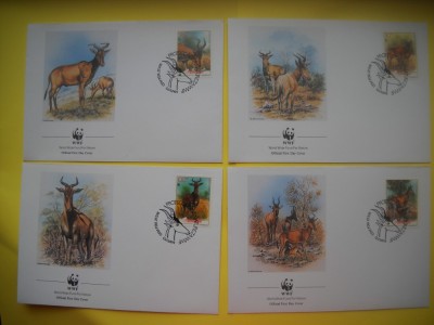 HOPCT PLIC FDC S NR 256 SET 4 FDC FAUNA-ANTILOPE MOZAMBIC 1991 foto
